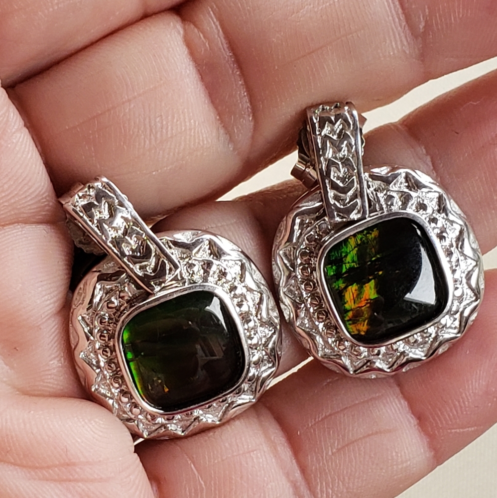 New Korite ammolite gemstone 925 earrings